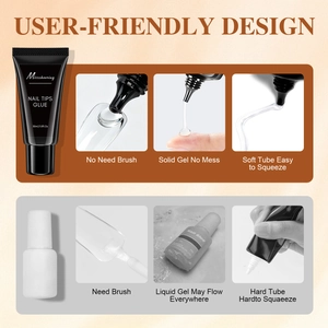 30ml solid nail tips glue in a tube showing non-flowing gel texture vs liquid glue