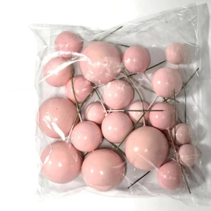 Set of 20 assorted pink foam berry cake toppers and decorative mixed craft berries