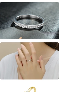 Macro detail of S925 sterling silver eternity band rings with pavé cubic zirconia