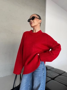 Oversized Sweater Cotton Polyester Knitted Round Neck Pullover Long Sleeve Lazy Style Casual Loose Fit For Women Solid Color