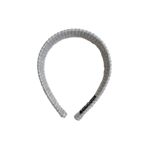 Minimalist light grey knitted headband for women, solid color stylish winter accessory