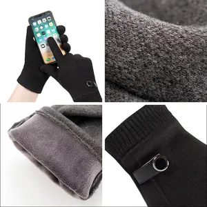 Gants d'hiver coupe-vent pour hommes avec doublure chaude et fonction écran tactile