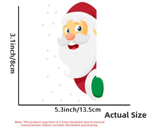 Detailed size chart showing 13.5cm by 8cm Santa Claus cartoon wall switch sticker