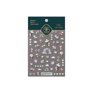 3D embossed nail stickers featuring rainbow pegasus and unicorn dream theme patterns