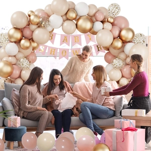 Kit arche de ballons dorés et roses avec bannière Baby Shower pour décorations de fête