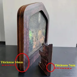 Wooden nativity scene puzzle ornament with 14mm thick multi-layer frame and 7mm base
