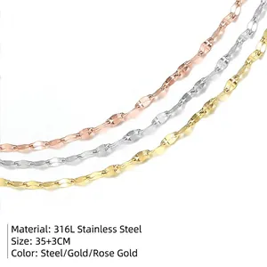 316L stainless steel triple necklace set in gold, rose gold and silver finishes