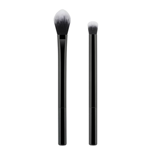 Professional 2-piece makeup brush set with fluffy powder brush and eyeshadow brush