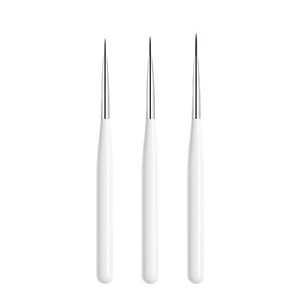 3pcs white professional nail art liner brushes set for fine detailing and painting
