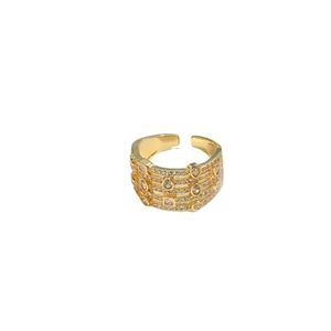 Adjustable 14K gold plated layered snake ring with sparkling cubic zirconia stones