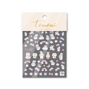 5D embossed rabbit and rainbow nail art stickers with sweet heart patterns for manicure