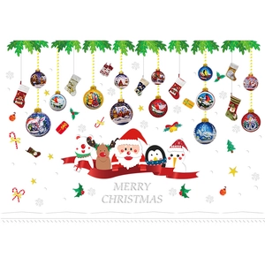 Christmas window stickers set featuring Santa, reindeer and snowman festive decorations