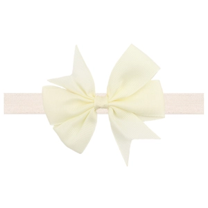 Elegant cream white ribbon bow headband for babies with high elasticity fabric band