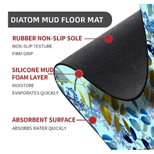 Detailed cross-section of triple-layer waffle bath mat with anti-slip rubber bottom