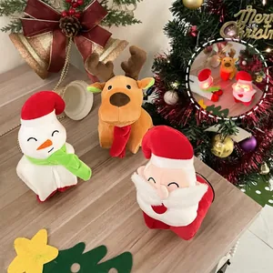 Christmas Slap Bracelet Glowing Musical Plush Wristband Holiday Party Accessory Santa Claus Reindeer Snowman Decor