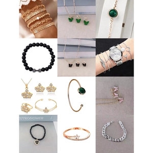 Bijoux Mode Femme Papillon Coeur Couronne Alliage Strass Collier Boucles Oreilles Bracelet Bague Boho Elegant