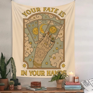 Bohemian tarot moon and sun tapestry for wall decor with your fate text