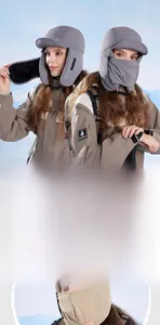 Winter thermal trapper hat with integrated face mask and ear flaps for extreme cold outdoor
