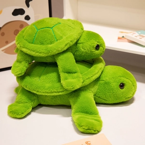 Cute soft plush turtle pillow in two sizes, green mother and baby tortoise toy set