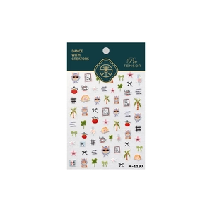 Cute cartoon nail stickers set with cat and clover patterns for girls and kids