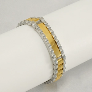 Bracelet à maillons bicolore or et argent en acier inoxydable au design de bracelet montre