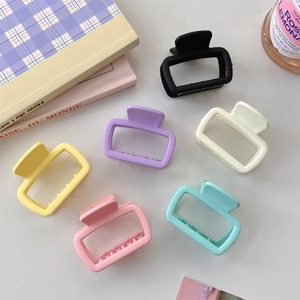 Matte square hair claw clips in assorted pastel colors for women, minimalist style