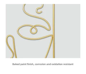 Detail of gold metal wall decor with anti-corrosion and oxidation-resistant paint finish