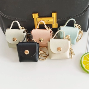 Mini sac en cuir de couleur unie porte-clés mignon pendentif de sac de voiture