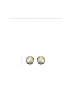 Detail of 1.5cm pearl earrings with gold hollow zircon wrap and S925 silver needles