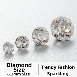 Macro shot of loose round brilliant cut cubic zirconia stones in various sizes up to 6.2mm