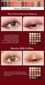 Arm swatches and makeup tutorial for 25-color matte and shimmer eyeshadow palette