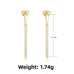 Detail of S925 sterling silver long tassel earrings showing 31.8mm length and 1.74g weight