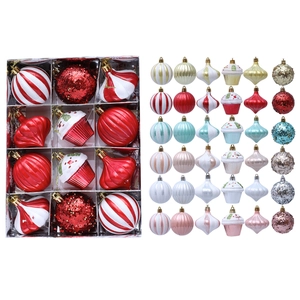 Set of 12 multi-style Christmas tree ornaments including spheres and cupcake shapes