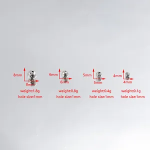 Detaillierter Größenvergleich von 4mm bis 8mm strukturierten Edelstahlperlen für DIY-Schmuck