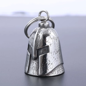 Vintage stainless steel motorcycle guardian bell pendant with Spartan helmet design