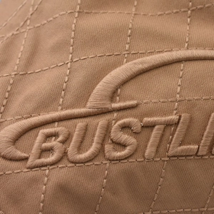 British style quilted brown flat cap with vintage check and 3D BUSTLI embroidery