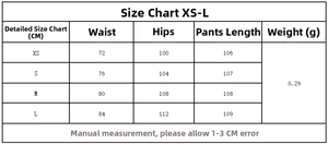 Tableau des tailles détaillé avec mesures pour pantalon en lin à carreaux XS à L