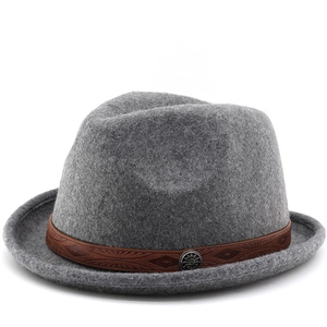 Fedora Hat Vintage Polyester Felt With Embossed Leather Band And Metal Buckle Unisex Classic Jazz Style