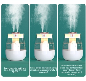 Three mist modes comparison of dual-nozzle USB humidifier with warm night light