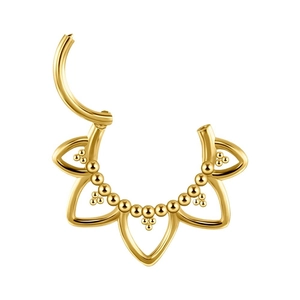 Golden marquise zircon lotus petal hoop ring for nose or ear piercing made of stainless steel