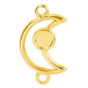 Golden crescent moon necklace pendant with dual jump rings for DIY jewelry making
