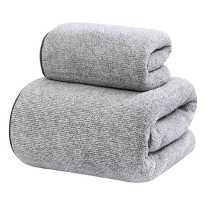 Plush charcoal fiber coral fleece towel and bath towel set in elegant grey color