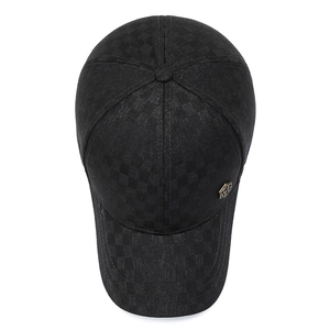 Men's winter baseball cap with black checkered pattern and warm fleece lining