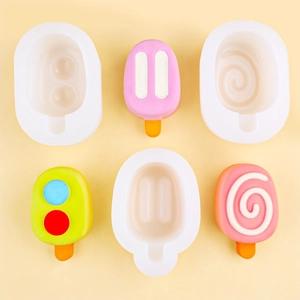 Three-piece popsicle silicone mold set for DIY candles, soap, and chocolate making