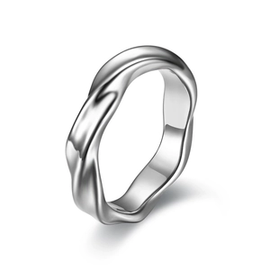 Minimalist Mobius stainless steel ring with elegant twisted curve design for couples