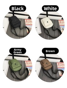 Detailed grid view of mini nylon crossbody bags in black, white, green, and brown colors