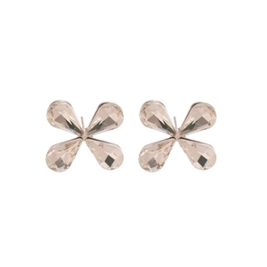Elegant butterfly shaped crystal stud earrings in champagne gold on a white background