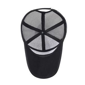 Breathable black mesh baseball cap for summer outdoor sports with adjustable interior view