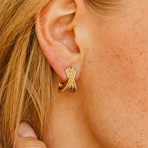 X Shaped Stud Earrings Stainless Steel 18K Gold Plated Simple Twisted Line Geometric Fashion Jewelry For Women