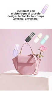 Mini contenitore portatile a capsula per pennelli trucco in viola nero bianco e verde